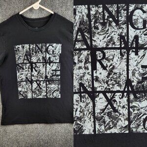 Armani Exchange T-shirt Women Large Logo Short Sleeve Black Graphic Soft Adult
